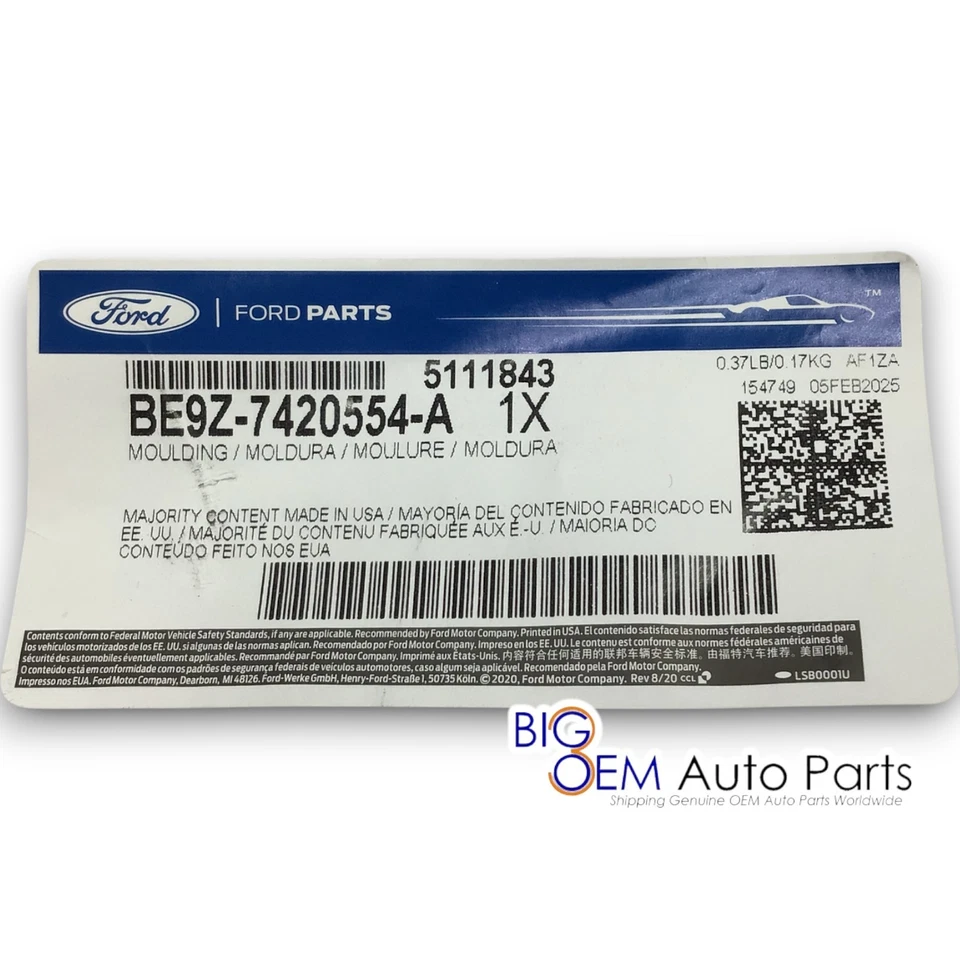 2011 - 2019 Lincoln MKT передняя пассажирская дверь стойка молдинг новый BE9Z-7420554-A - Изображение 4 из 4