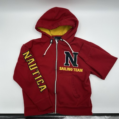 #ad NAUTICA LIL YACHTY MENS MEDIUM M SAILING TEAM FULL ZIP HOODIE SWEATSHIRT RED $35.00