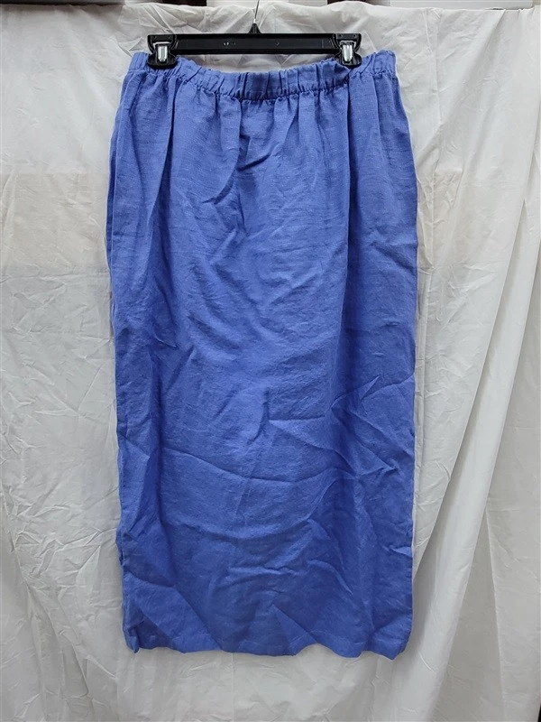 NWOT Eileen Fisher L Irish Linen Periwinkle Blue Skirt 122463
