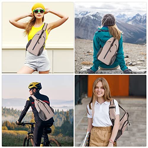 Crossbody Sling Bags for Women Men, Sling Backpack, Lightweight Flaxen - Bild 6 von 6