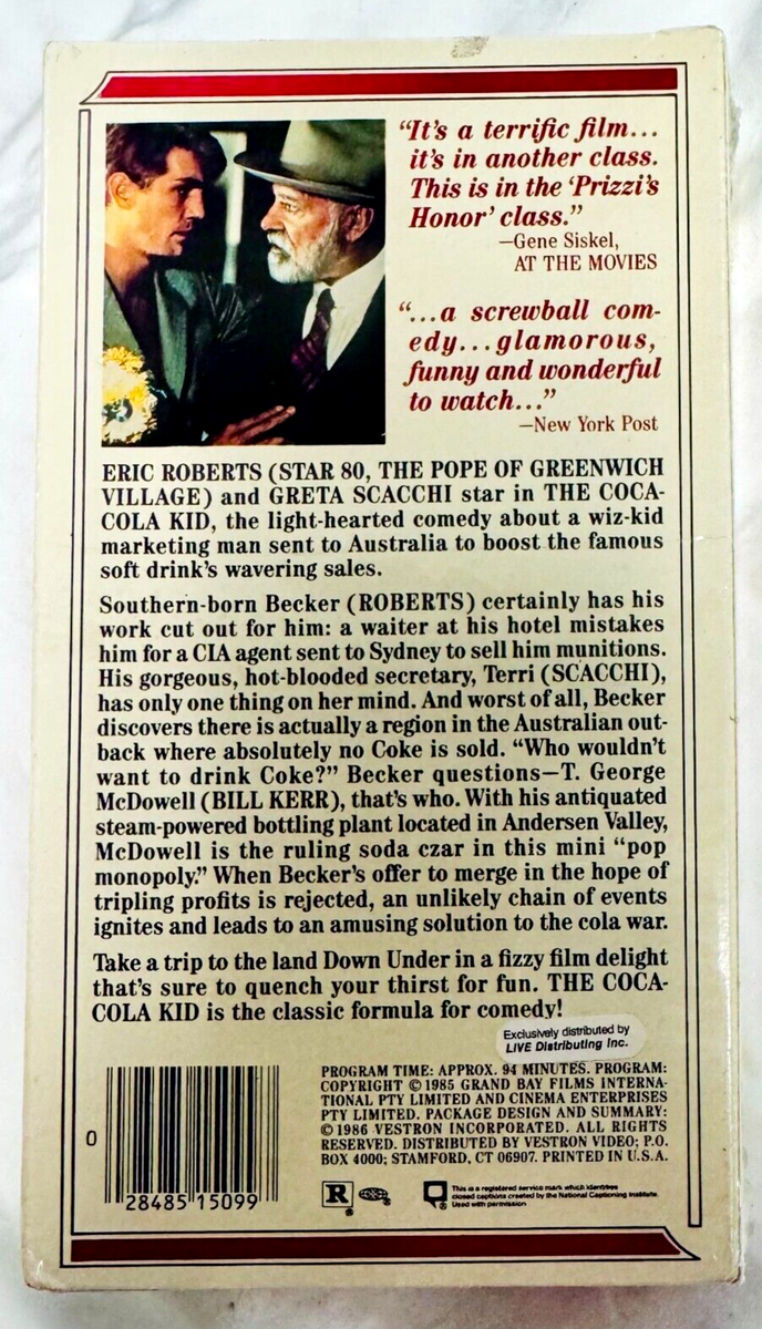 The Coca-Cola Kid (VHS) 1985 Eric Roberts, Greta Scacchi, Bill