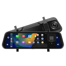 9.66" Dash Cam Rear View Mirror Monitor Wireless Carplay Dual Front Rear Camera