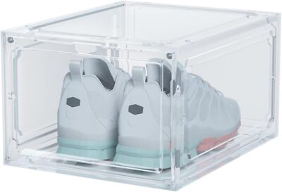 1 Pack Shoe Boxes Clear Plastic Stackable Sneaker Containers Magnetic Shoes