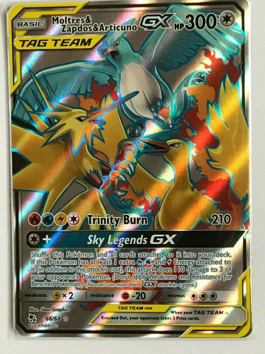  Moltres & Zapdos & Articuno Tag Team GX - 66/68 - Full Art  Ultra Rare : Toys & Games