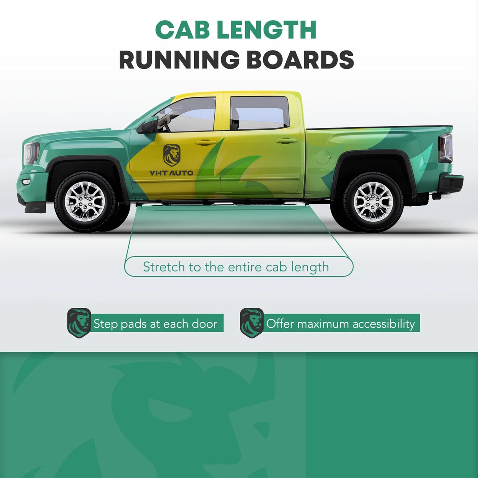 Barras de peldaños laterales ovaladas dobladas S/S 304 cromadas de 5" para Chevrolet Silverado 1500/2500 HD Foto 3 de 4