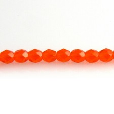 Bright Orange Transparent - 50 4mm Round Faceted Czech Glass Fire Polish Beads