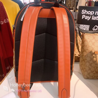 バッグ Coach Signature Canvas Backpack Orange Coach MEN's Coach X Peanuts West Backpack In Signature Canvas With