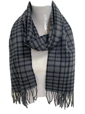 NWT COACH CASHMERE Charcoal/Black Plaid Muffler F12167