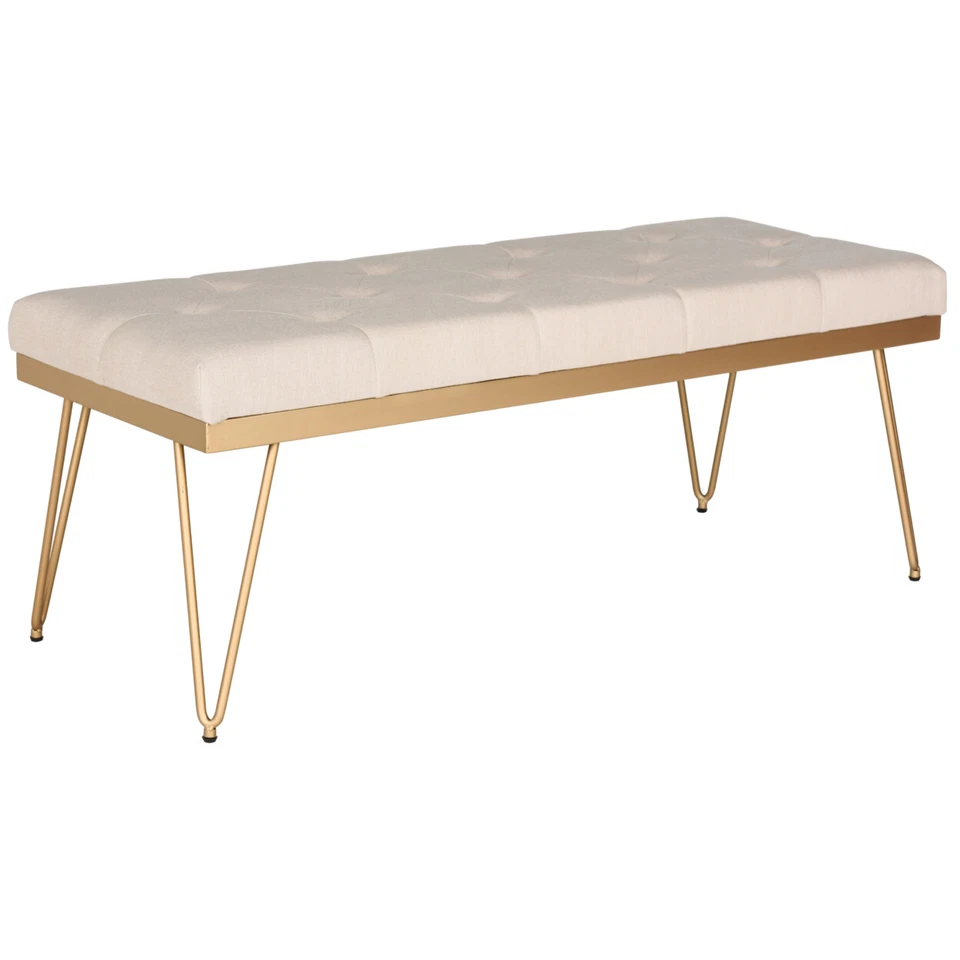 SAFAVIEH Marcella Bench | Beige / Gold | - Image 3 of 4