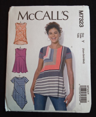 McCALL'S UNCUT Sewing Pattern M7323 XS-S-Med Misses Pullover Top Varied Hem