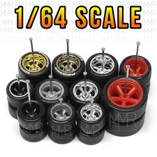 1/64 Scale 5 SPOKE MUSCLE Real Riders Wheels and Tires Set for Hot