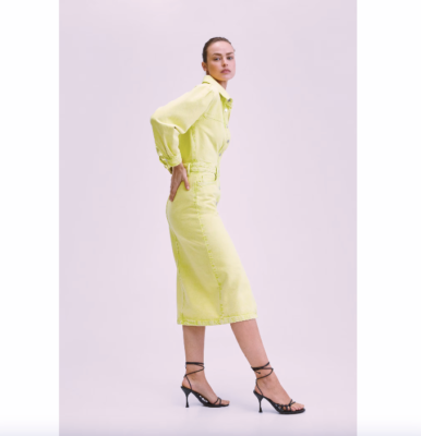 NWT! MANGO MNG Women's Denim Lime Shirt Midi Jean Dress Size 4 | eBay