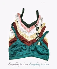 Women Satin Full Coverage Comfort Unlined Wireless Wire Free Mama Bra B C D Cup