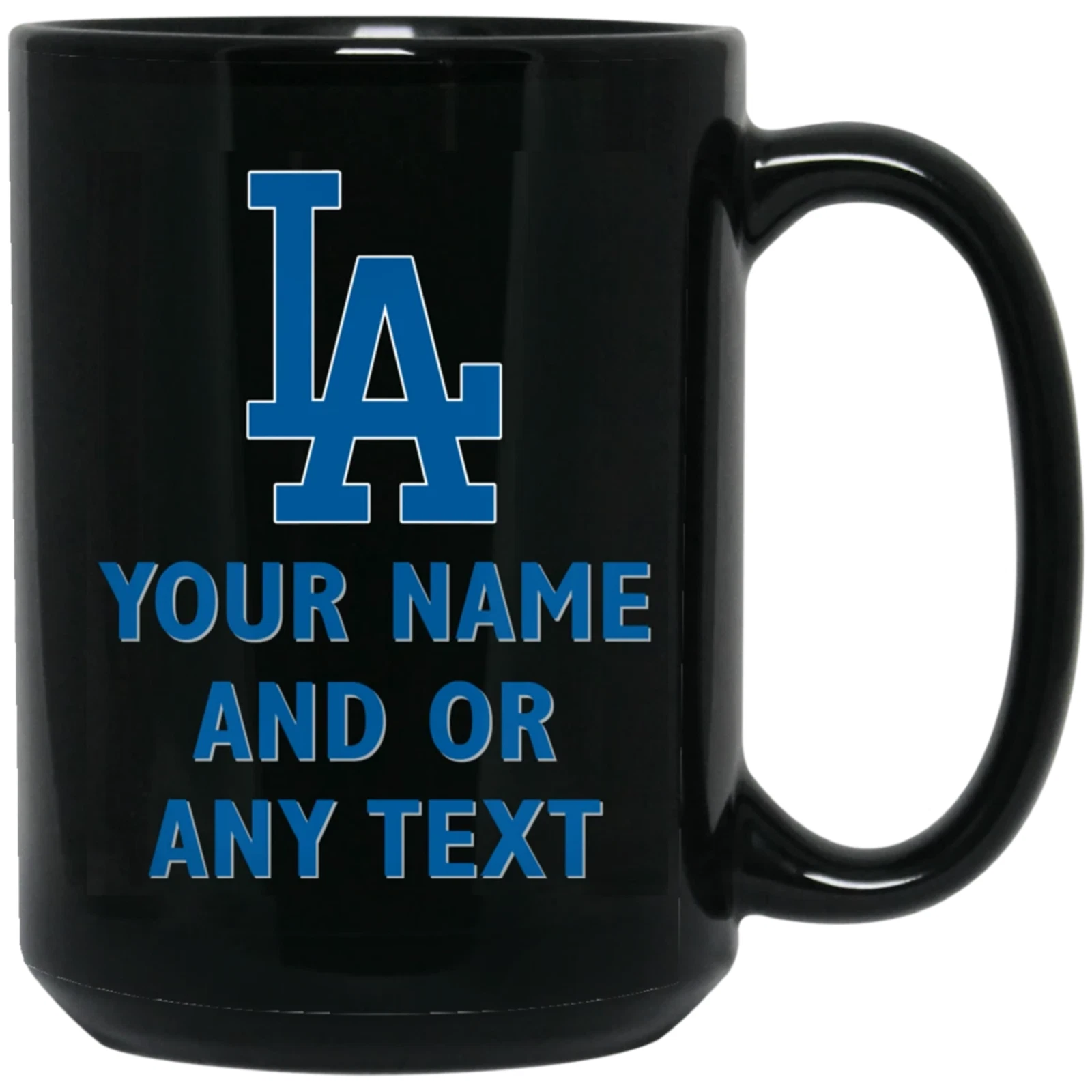 Custom Personalized Los Angeles Dodgers Logo Black Ceramic Coffee Mug Cup