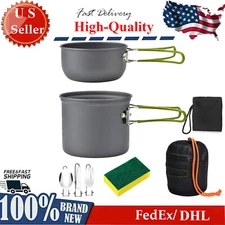 Camping Cookware Mess Kit, Lightweight Camping Pot &Fry Pan Set w/ Storage Bag