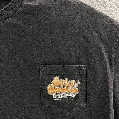 T-Shirt Vintage Harley-Davidson Homme - Taille 2XL - Noir Avec Graphique Distressed - Occasion Bon État
