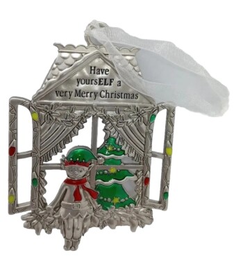 Have YoursELF a Very Merry Christmas elf Tree WINDOW ORNAMENT Ganz