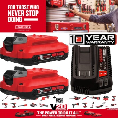 #ad 4Pack 20V V20 6.0Ah For CMCB205 Craftsman 20V MAX Li ion Battery CMCB104 Charger $65.00