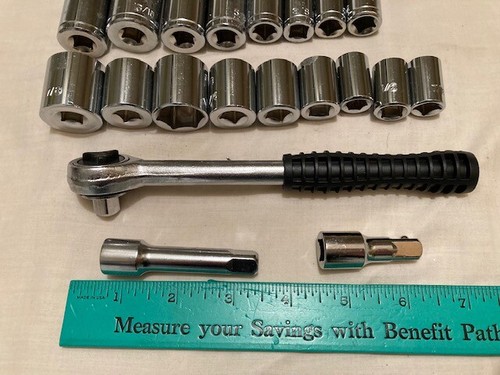 NEW - 20 PIECE 3/8" DRIVE 6 POINT SOCKET SET W/ RATCHET - FREE SHIP - Picture 3 of 10