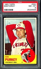 1963 Topps Baseball #350 Bob Purkey PSA 8