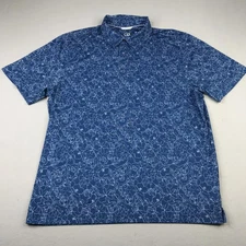 Cutter & Buck Polo Shirt Mens Extra Large Blue Floral UPF 50 Golf CB DryTec