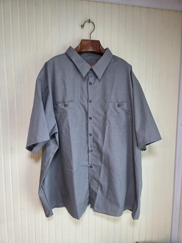 Red Kap Shirt Mens 3XL Gray Houndstooth Short Sleeve Work Button Up SP20H7 - Picture 2 of 6