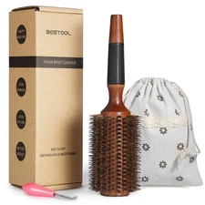 BESTOOL Round Hair Brush for Women or Men, Boar Bristle Large Round Hairbrush