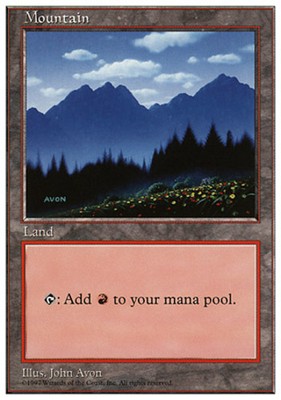 Basic Lands 10 MTG Mountain (445), Light Play, English Fifth
