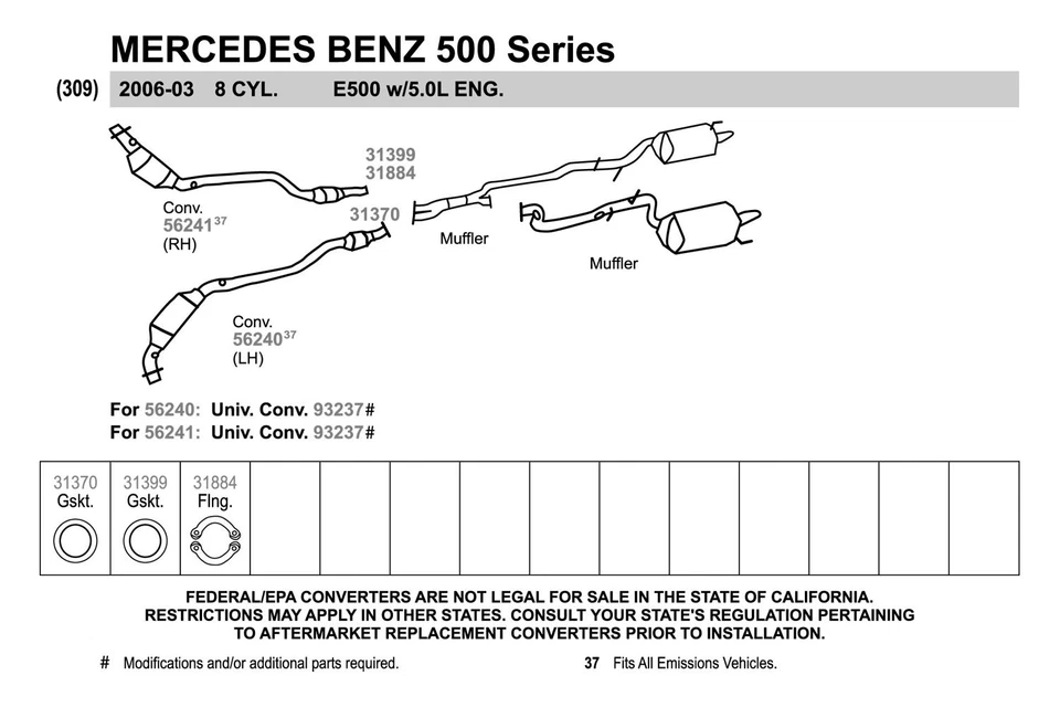 For Mercedes-Benz E500 03-06 Steel Bare Split 2-Bolt Exhaust Flange Repair Kit - Image 2 of 4