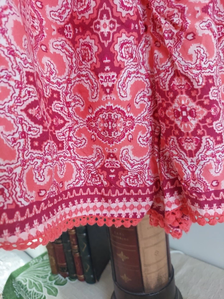 Pantalones Cortos Hollister Culotte Coral Boho Flecos Fluidos Pullon Coastal Cottage M Foto 2 de 4