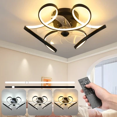 OYAJIA LED Deckenventilator Mit Fernbedienung Licht 50cm Lampe Mit Ventilator Dimmbar