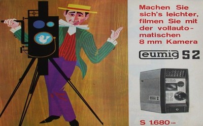 18092.Wall Decor Poster.Interior Art.Eumig S2 Vintage Film Camera Ad 8mm