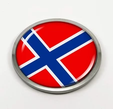BestLicensePlateFrames Flag of Norway | 3D Domed CAR Emblem Badge Sticker Round