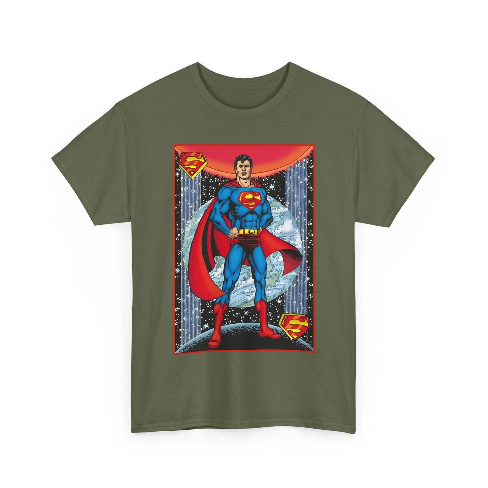 Superman T-Shirt - George Perez Justice League Postcard Art - DC Comics - 1980s