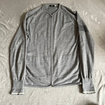 Rapha Merino Zip Pullover Herren Large XL Grau Full Zip Radfahren Wolle