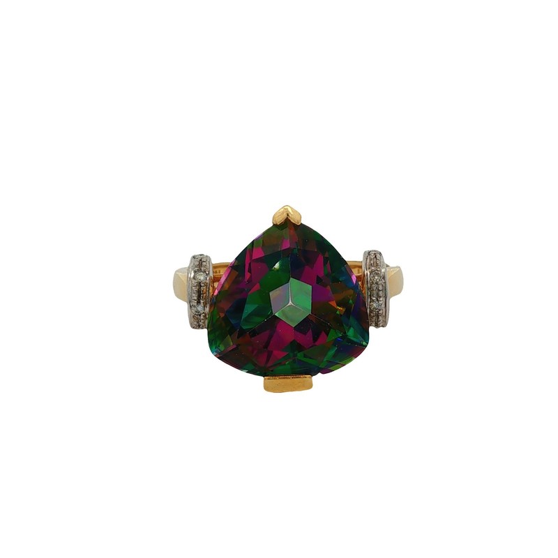 ✨ LeVian Mystic Fire Topaz Ring – 10K Yellow Gold with Diamonds (Size 10) ✨
