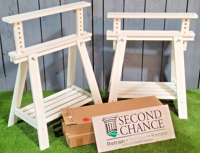 IKEA 801.500.95 Finnvard Adjustable Trestle with Shelf - White for
