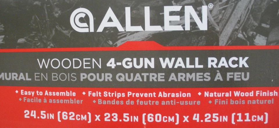 Allen 18550 Wood 4 Gun w/ Optics Rack Wall Mount 24.5"W x 24.5"H x 4.25"D - Image 3 of 4