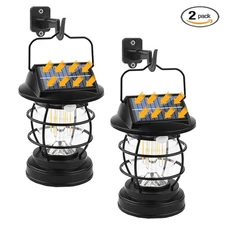 2 Pack Solar Lantern Hanging Light LED Outdoor Yard Patio Garden Lamp Waterproof