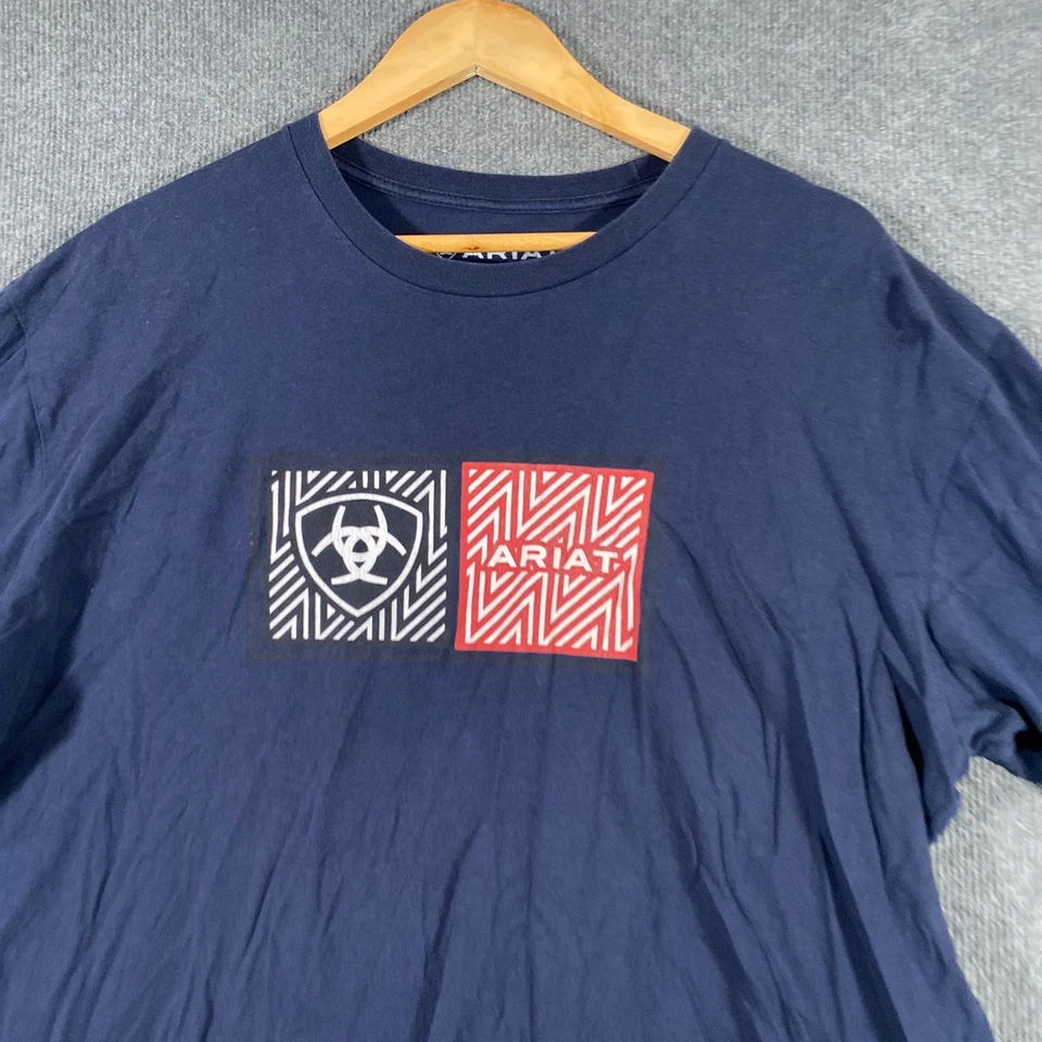 Ariat Shirt Mens Extra Large Blue Red Tee Spell Out Western Rodeo Southwestern I - image 2 of 4