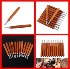 knife handmade Tool set Wood Olive Carving Chisels Wood working Engraving 12pcs