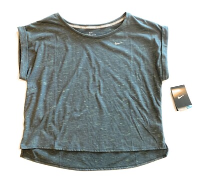 Nike Women's Tailwind Neo Slub Crop Top Large Gray 644878 008 NEW With Tags