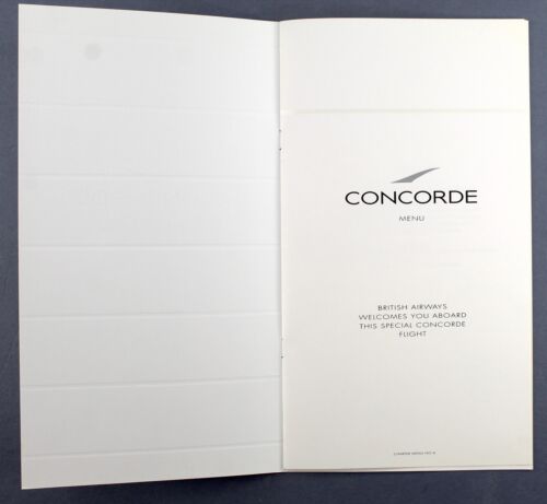 BRITISH AIRWAYS CONCORDE AIRLINE MENU CHARTER NO.4 BA SUPERSONIC SST - Picture 2 of 3