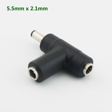 DC Power Male 5.5 x2.1mm to 2x 5.5mm x 2.1mm Female T Splitter Adapter Connector
