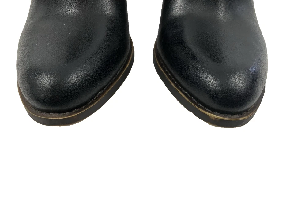 Lucky Brand Ehllen Women's Black Leather 3" Block Heel Ankle Booties Size 9 - Image 3 of 4