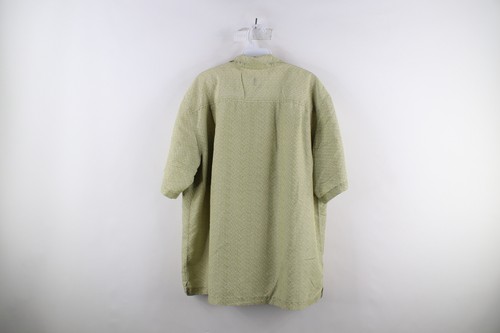 Royal Robbins Mens Large Distressed Geometric Rayon Camp Button Shirt Green - Picture 9 of 11