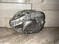SISKIYOU I'D RATHER BE FISHING PEWTER BELT BUCKLE