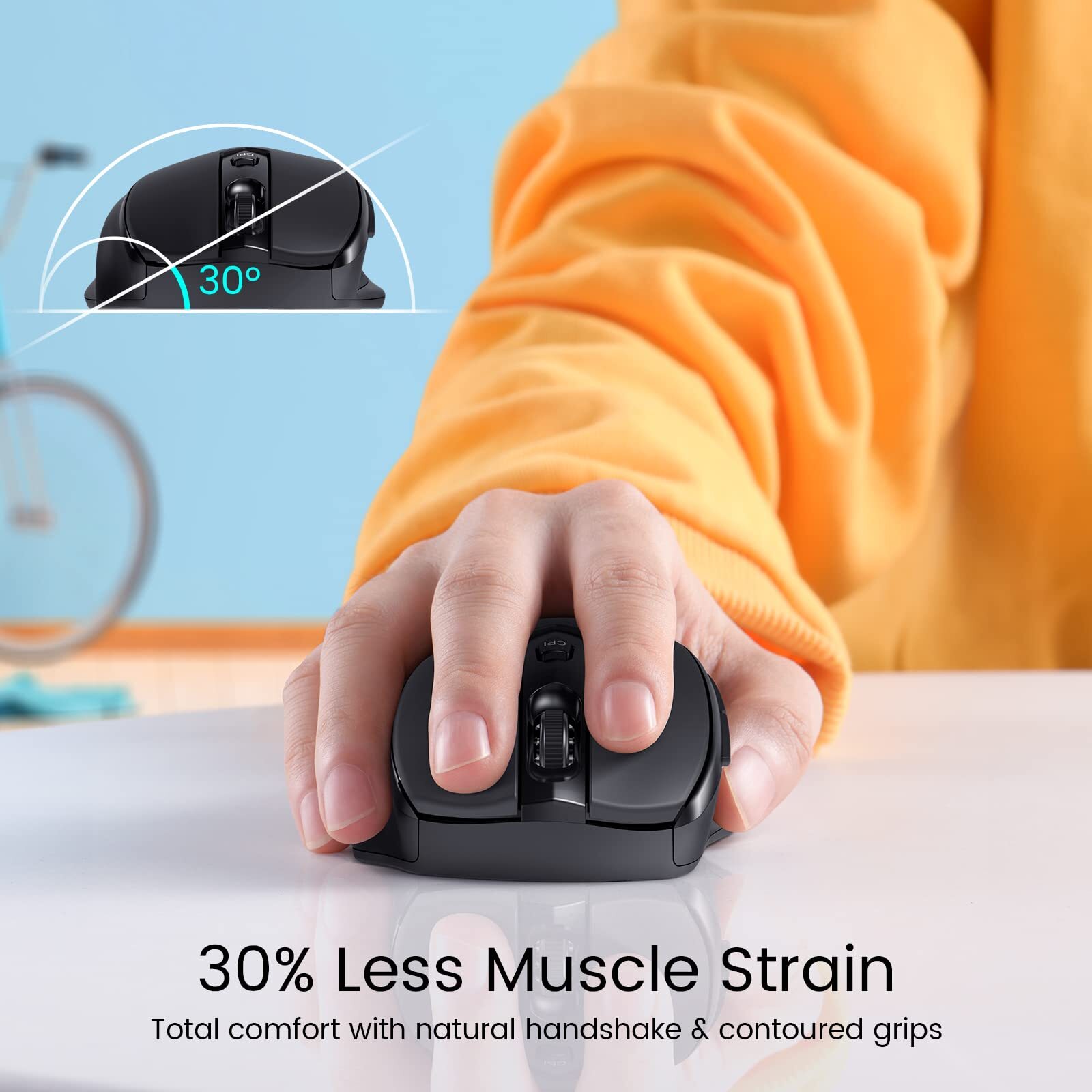 Wireless Mouse D-09 Ergonomic USB Cordless Mouse with Comfort Grip for Laptop PC and Desktop Li-ion Battery Efficient Design-image