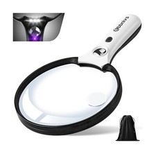 Large Magnifying Glass with Light, Magnifier 10X 20X 45X Handheld Illuminated...