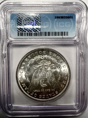 1896 Morgan Silver Dollar White And Mark Free ICG MS65 - Picture 4 of 5
